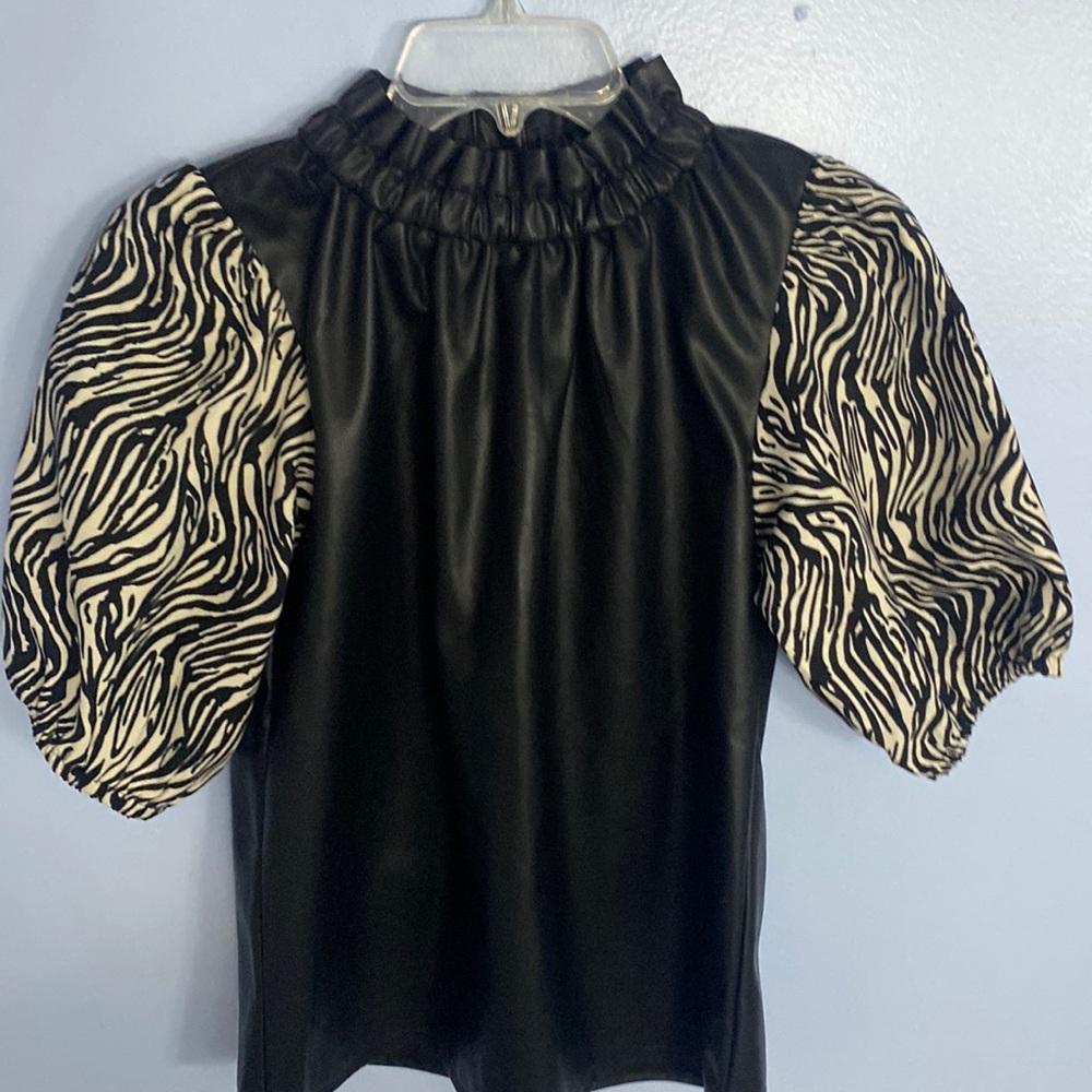 Leather and Zebra Top